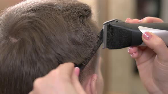 Man Getting Haircut Close Up