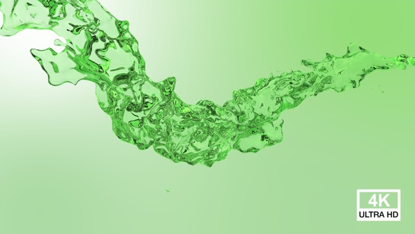 Green Water Flow Splash 4K alt