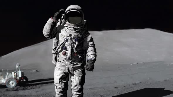 Astronaut Saluting on the Moon.