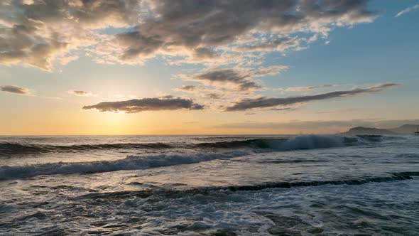 Texture of the sea and a beautiful sunset