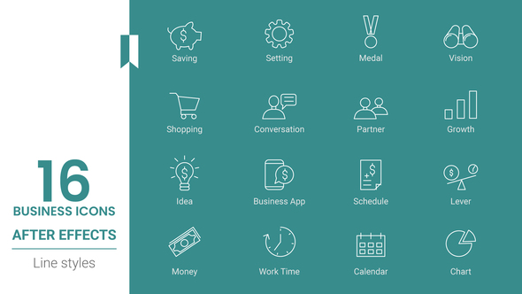 Business Icon Set Line pack alt