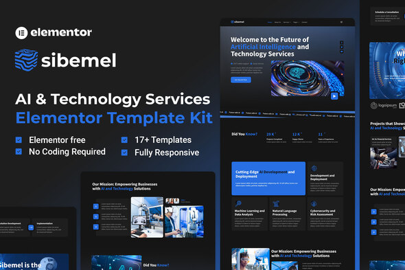 Sibemel - Artificial Intelligence & Technology Services Elementor Template Kit
