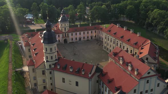 Top View of the Nesvizh Castle Before Sunset