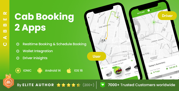 4 App Template| Taxi App | Cab Booking App| Rider App| Driver App| Ride-Hailing App| Cabber