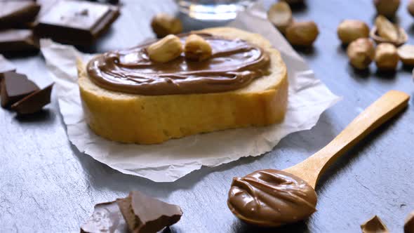 Slice of Bread with Spread Chocolate Cream