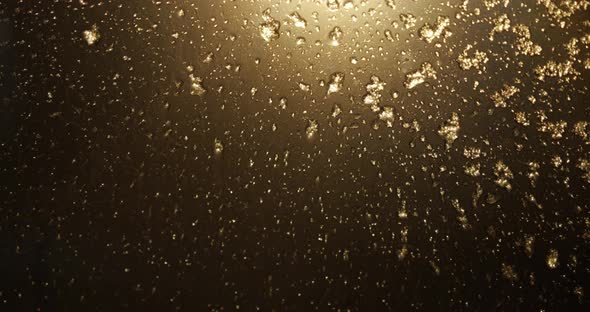 Snow Falls On The Car Window At Night 