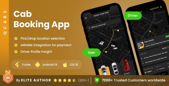 4 App Template| Taxi App | Cab Booking App| Rider App| Driver App| Qcabs