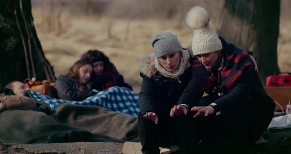 Refugees Feeling Cold In Forest During RussianUkrainian War