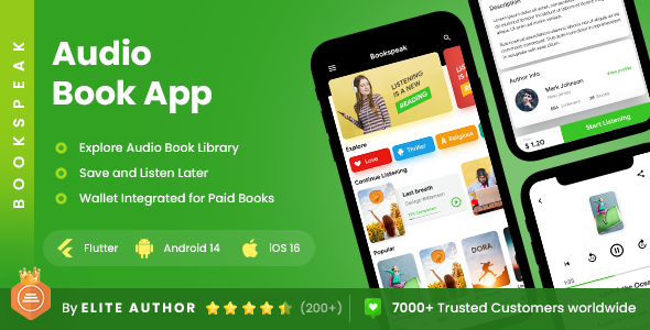 2 App Template| Audiobook App| Online Library App| eBook App| Podcast App| BookSpeak
