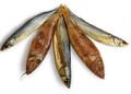 Dried fishes - Mullus and  Mugil - on the table. Salty dry  fish on a white background - PhotoDune Item for Sale