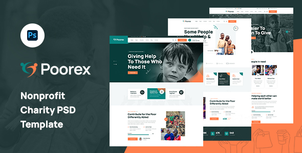 Poorex - Fundraising & Charity PSD Template
