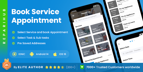 Service Provider | Service Finder | Service Booking Android + iOS App Template | IONIC 6 | RepairHub