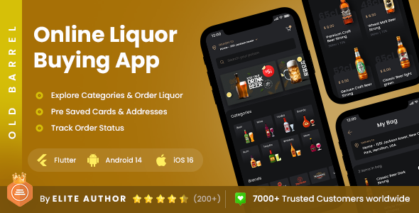 Online Liquor Buying Android App + iOS App Template | Flutter | OLD BARREL