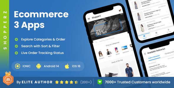 6 App Template| Multi Vendor eCommerce App | Online Shopping App | eCommerce Delivery App | Shopperz