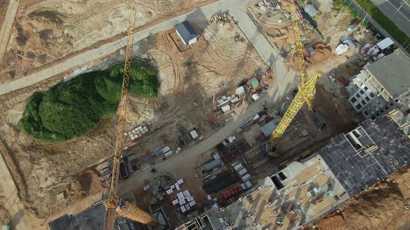 Aerial View Of The New Urban Development. New Houses Are Being Built. alt
