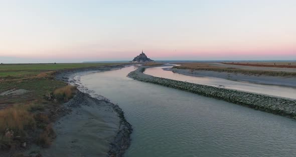 Mont Saint Michel France Travelling View Of The Castle In The Morning Unesco World Class Heritage