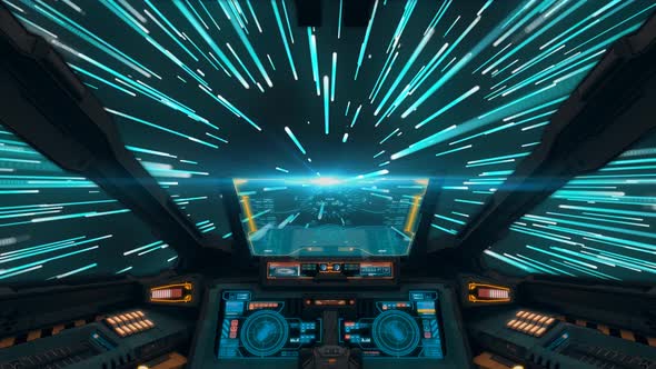 Fake Video Game Sci-fi Spaceship Jump Into Hyperspace