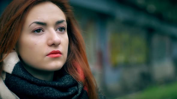  Sad Pensive young Woman Alone And Depressed in The Street