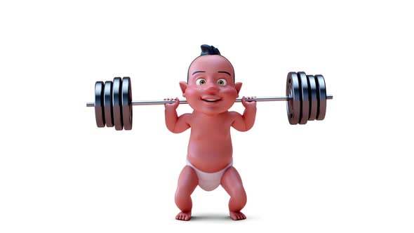 Fun 3D cartoon of a fitness baby