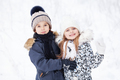 Portrait of beautiful cheerful children on white snow background - PhotoDune Item for Sale