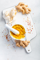 Homemade Fresh Ginger and Garlic paste or Adrak Lahsun puree in ceramic bowl - PhotoDune Item for Sale