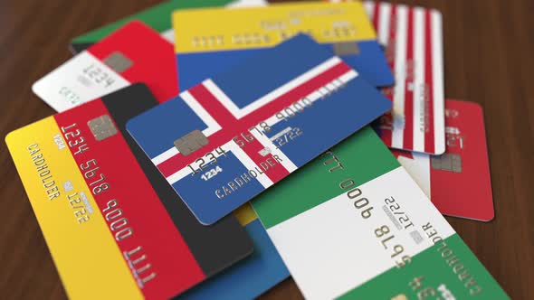 Emphasized Bank Card with Flag of Iceland