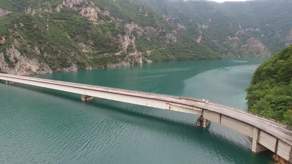 Aerial View of the Bridge Over Lake Piva