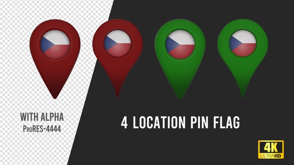 Czech Republic Flag Location Pins Red And Green