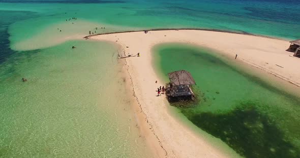 Flight Over the Island. Pandanon Island. Cebu. 03.2016. Aerial 