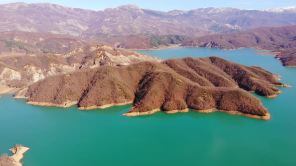 Drone Shot of Bovilla Lake Albania