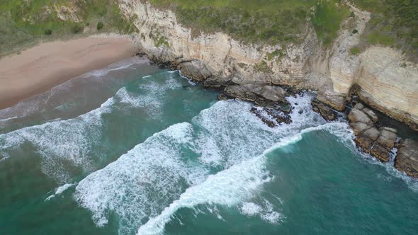 Andrew's Cliff, Cape Deslacs, Clifton Beach, Tasmania, Australia Aerial Drone 4K