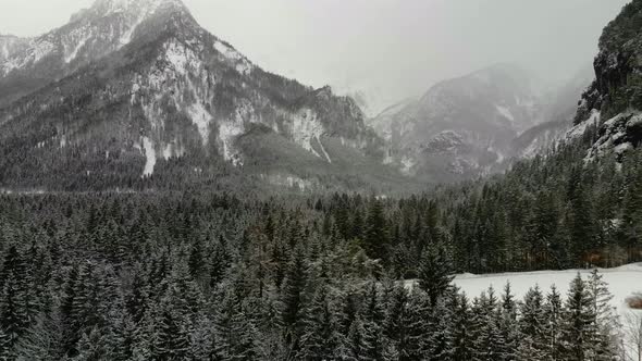 Beautiful view on an Lake with Mountains in Schiederweiher in Upper Austria Drone Video