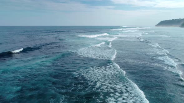 Flying Over The Waves Of A Beautiful And Powerful Ocean