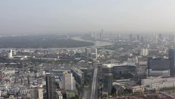 Aerial View of Bangkok Asoke Khlong Toey During Covid Lockdown Thailand