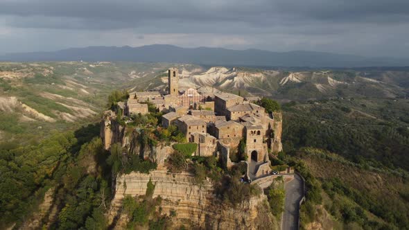 Bagnoregio Aerial View, Ancient Town on a Tuff Cliff in Lazio, Italy