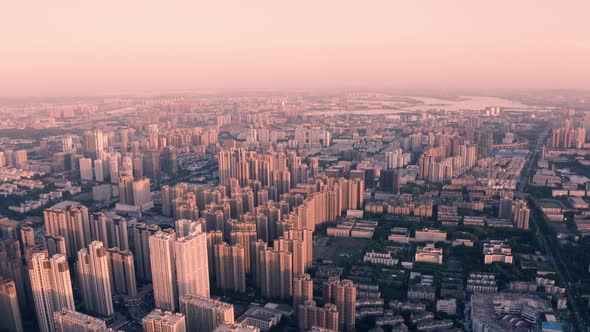 Wuhan Evening aerial photography