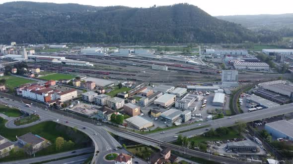 aerial view of motorway drone 4k switzerland