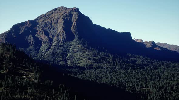 Wide Angle Shot of Mountains Landscape with Spring Forest