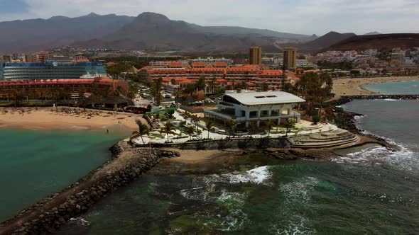 Drone view - Coast and beaches of Arona, on the island of Tenerife