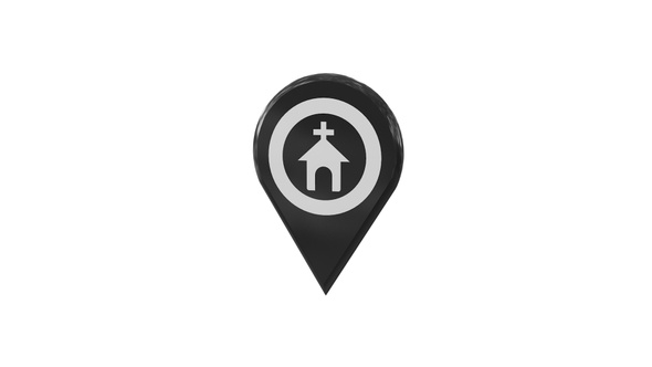 Black Church Map Location 3D Pin Icon V10