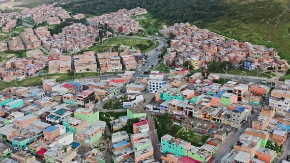 Aerial View of Slums in Bogota Colombia