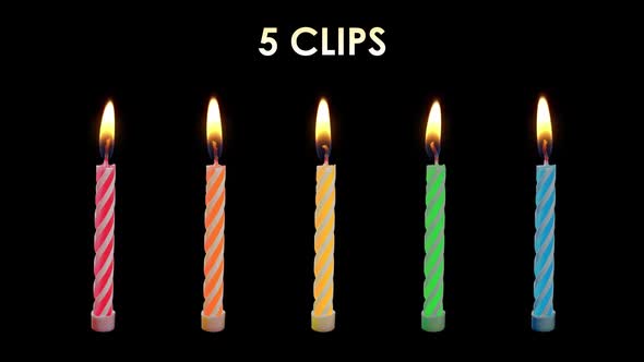 Transparent Birthday Cake Candles with flame alt