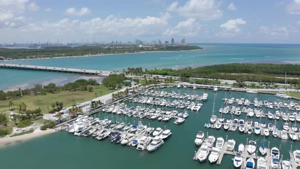  Aerial Top View on the Yachts at the Marina Port, Miami Downtown alt