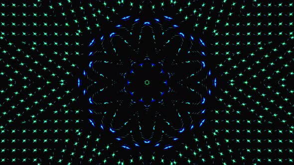 abstract light governing blue color, kaleidoscope, black background