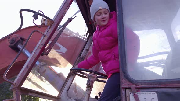 Children Playing In The Tractor Slow Motion