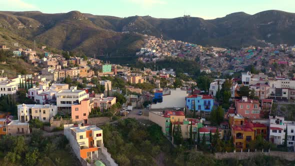 AERIAL: Guanajuato City, Mexico (Flying Over)