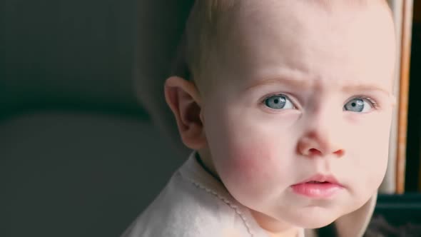 Serious Baby Face Close Up