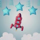 3d Cartoon Toy Rocket And Stars Kids Background - VideoHive Item for Sale