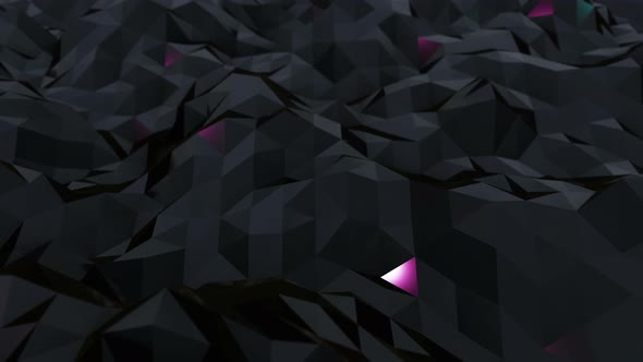 Wave Motion of Black Low-poly Triangles