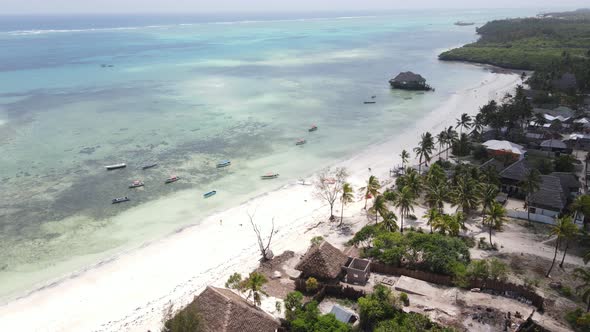 Zanzibar Tanzania  Aerial View of the Ocean Near the Shore of the Island Slow Motion